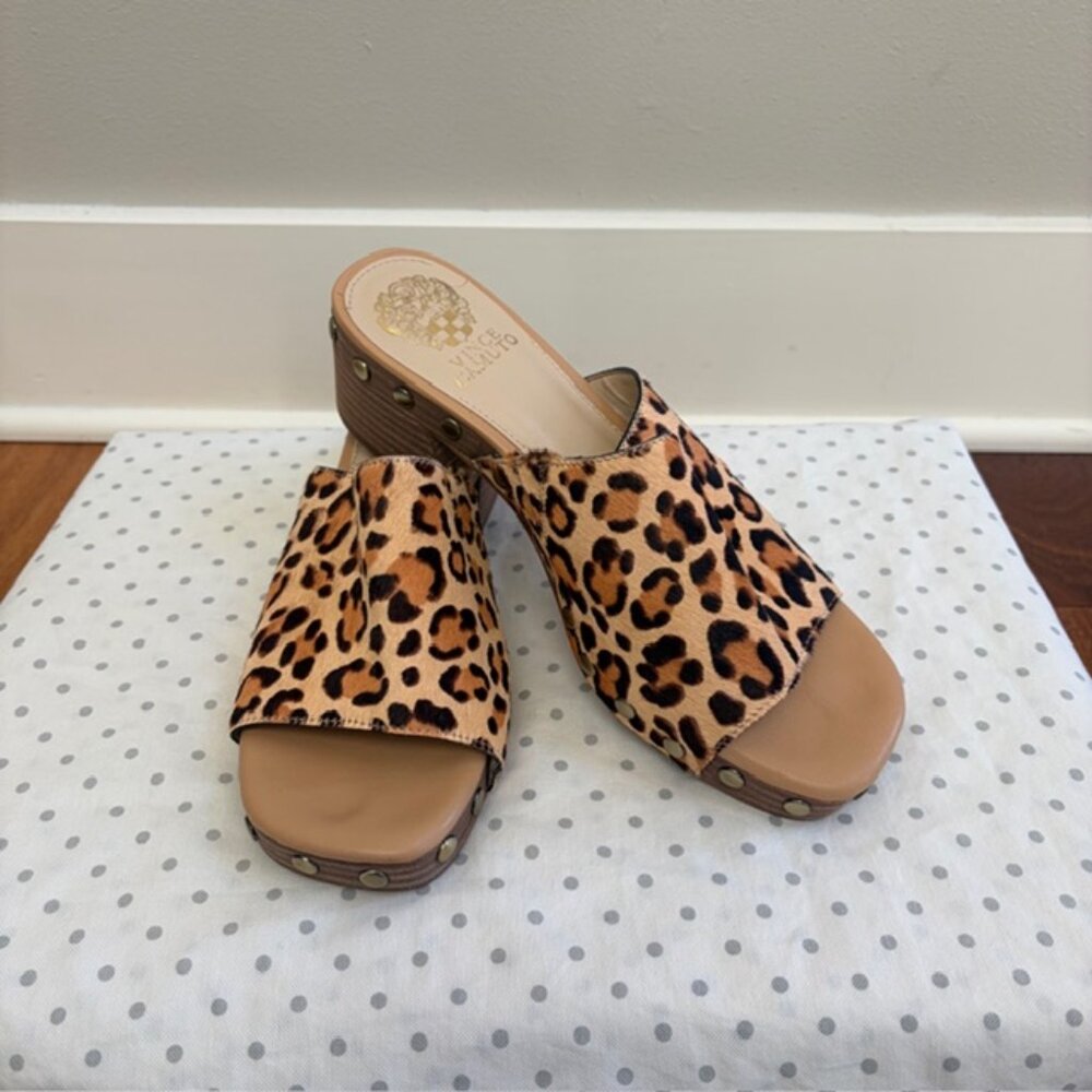 Vince Camuto Haniya studded mule in leopard print calf hair